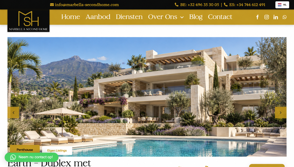 Screenshot van Marbella Second Home met gegenereerd woningbeeld